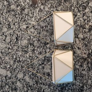 Two Wall Planters White and Gold Geometric
